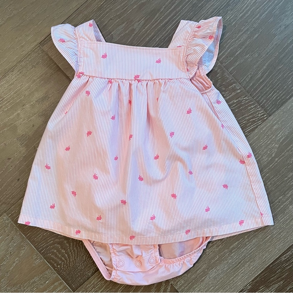 🌸 Carter's Baby Girl Pink Bunny Dress 12 Months